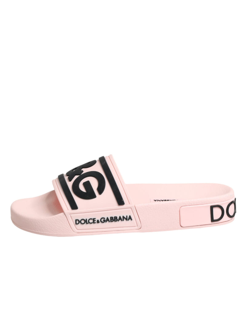 Dolce & Gabbana Pink Rubber Slides Sandals - Beachwear Shoes