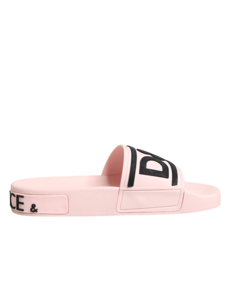 Dolce & Gabbana Pink Rubber Slides Sandals - Beachwear Shoes