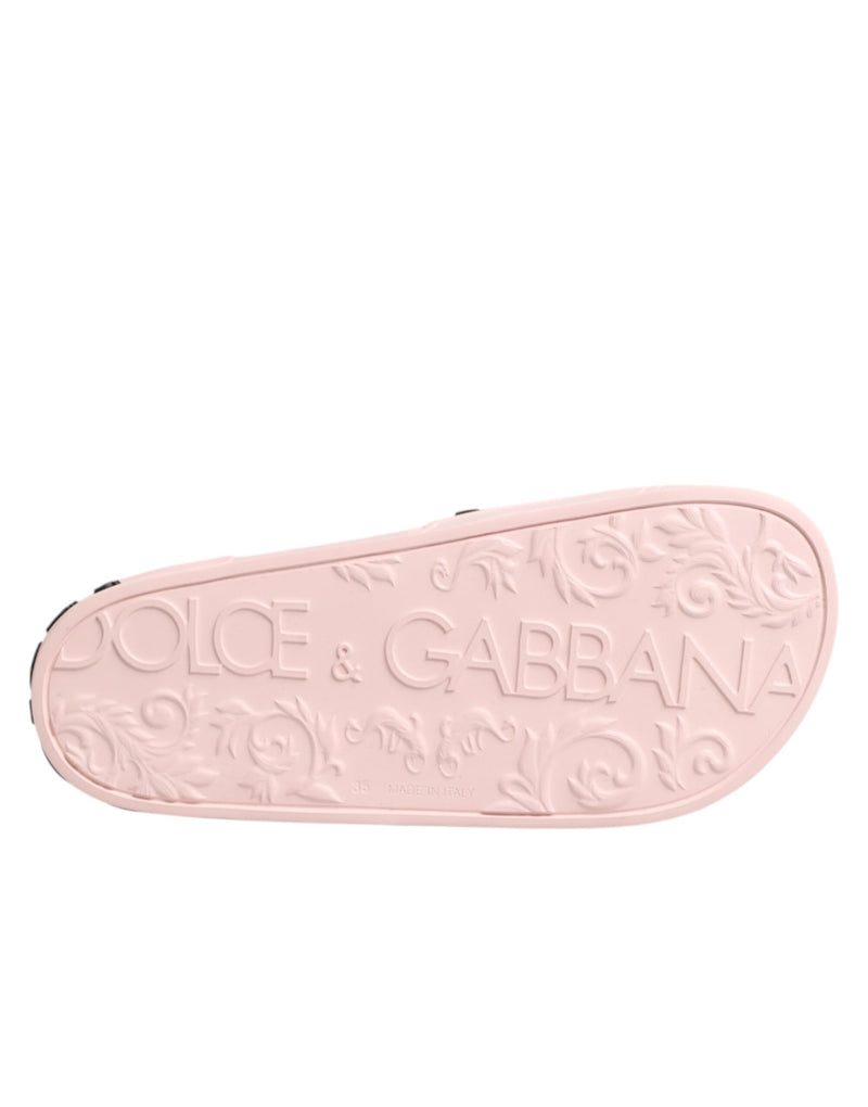 Dolce & Gabbana Pink Rubber Slides Sandals - Beachwear Shoes