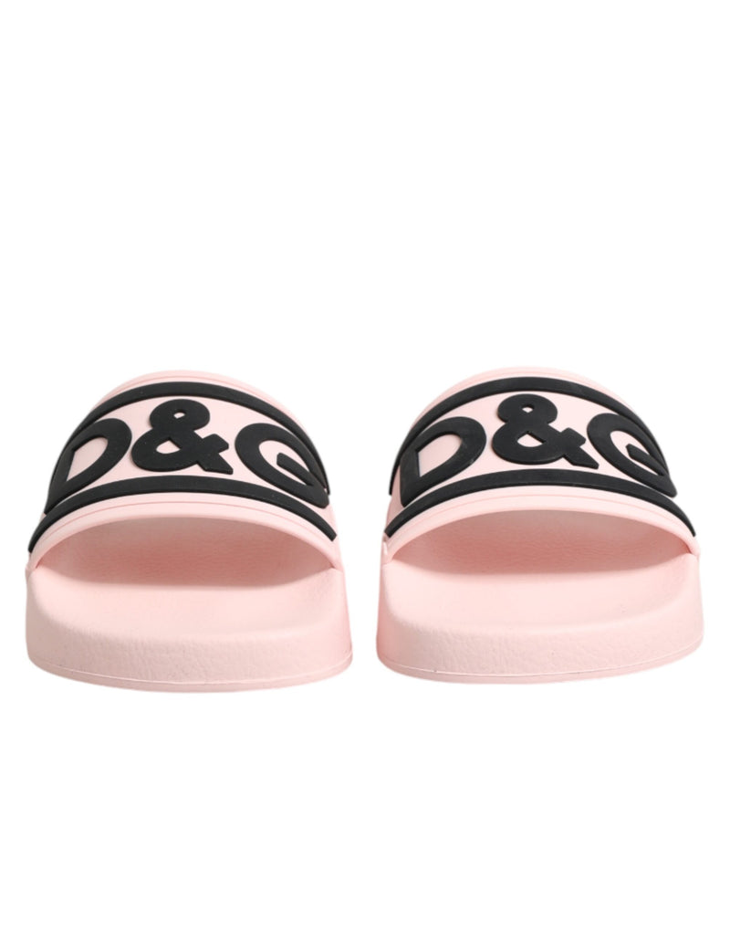 Dolce & Gabbana Pink Rubber Slides Sandals - Beachwear Shoes