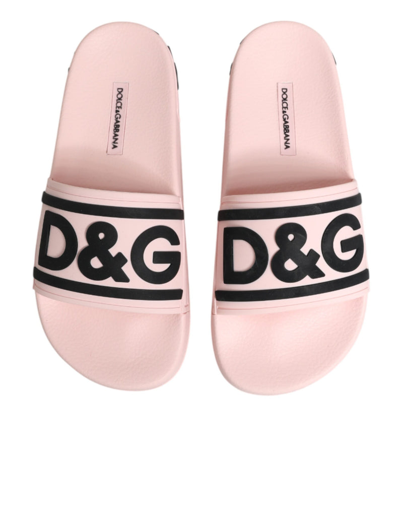 Dolce & Gabbana Pink Rubber Slides Sandals - Beachwear Shoes