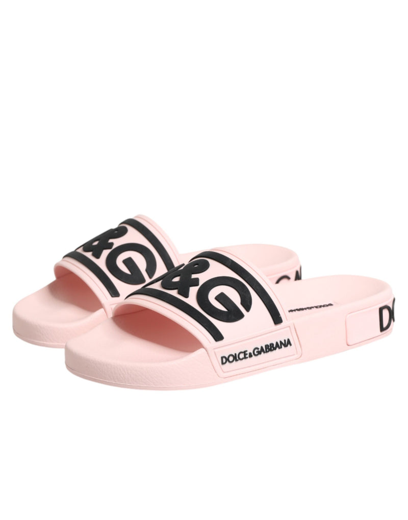 Dolce & Gabbana Pink Rubber Slides Sandals - Beachwear Shoes