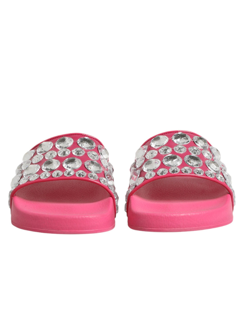 Dolce & Gabbana Pink Crystal Slides Sandals for Women