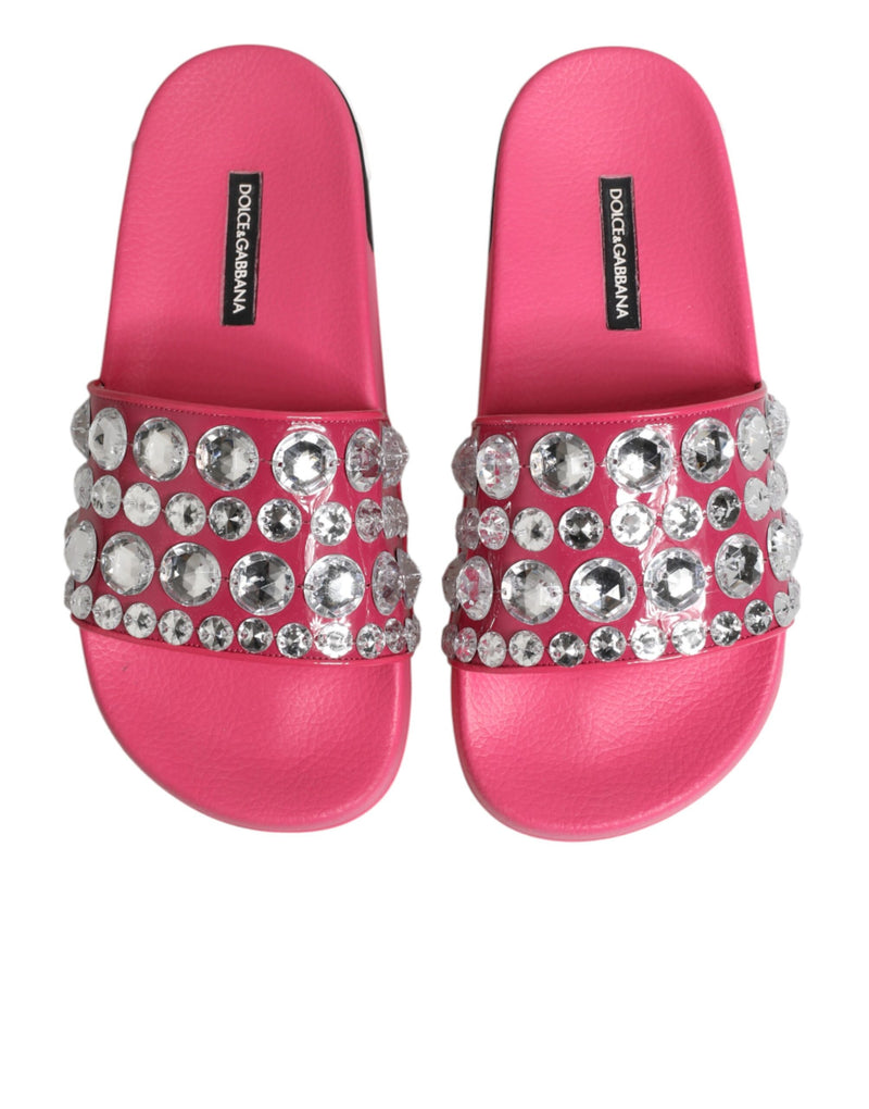 Dolce & Gabbana Pink Crystal Slides Sandals for Women
