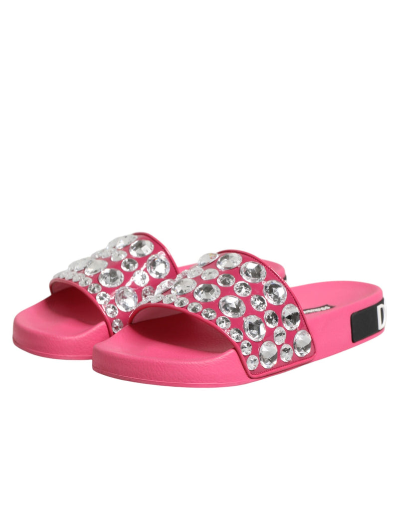 Dolce & Gabbana Pink Crystal Slides Sandals for Women