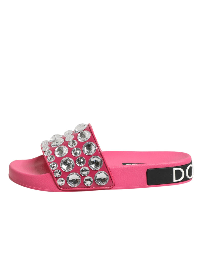 Dolce & Gabbana Pink Crystal Slides Sandals for Women