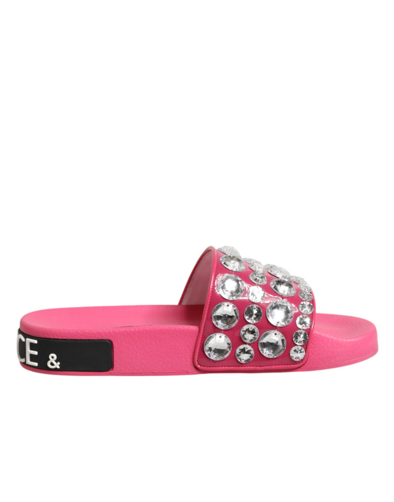 Dolce & Gabbana Pink Crystal Slides Sandals for Women