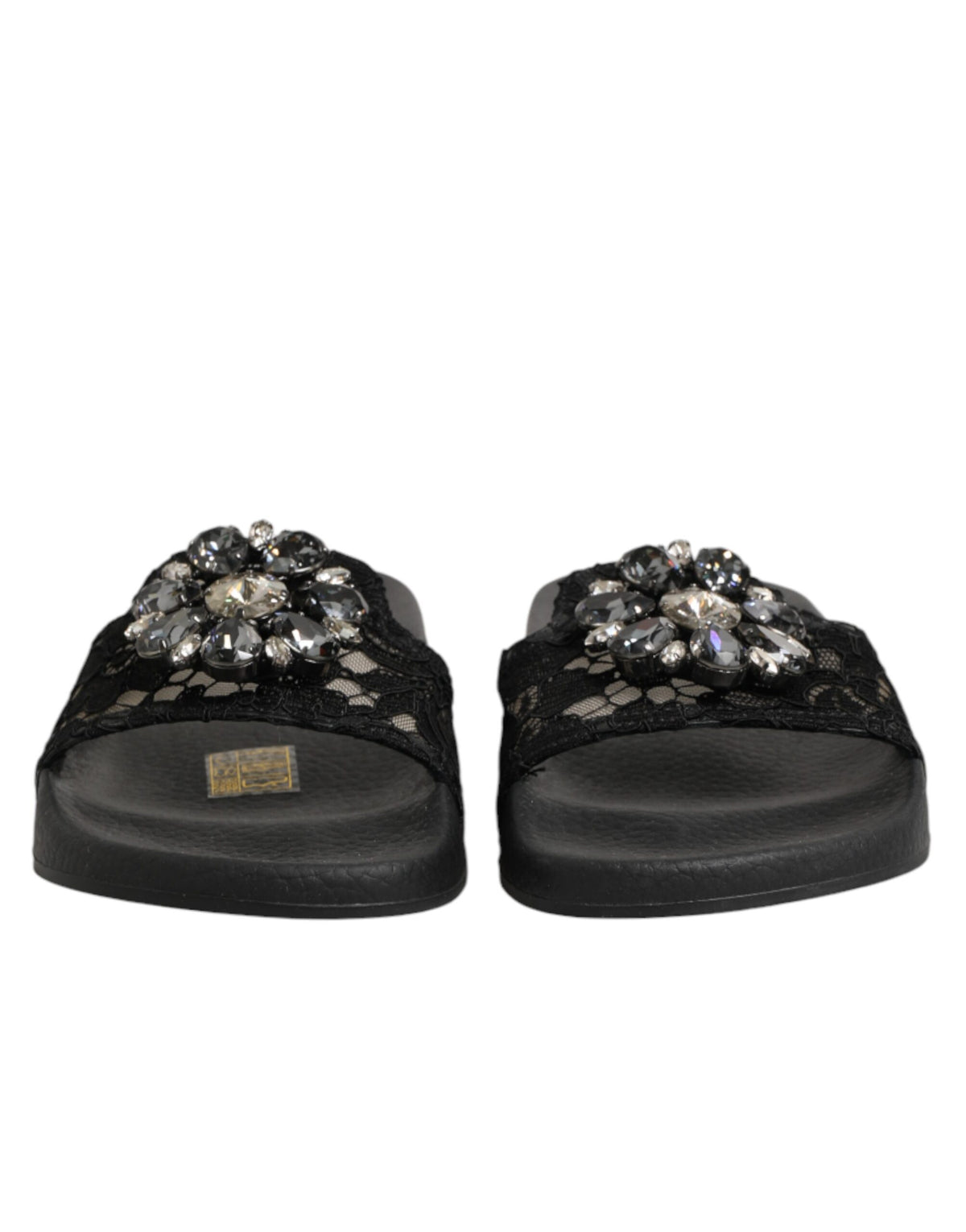 Dolce & Gabbana Black Devotion Matelassé Leather Slides