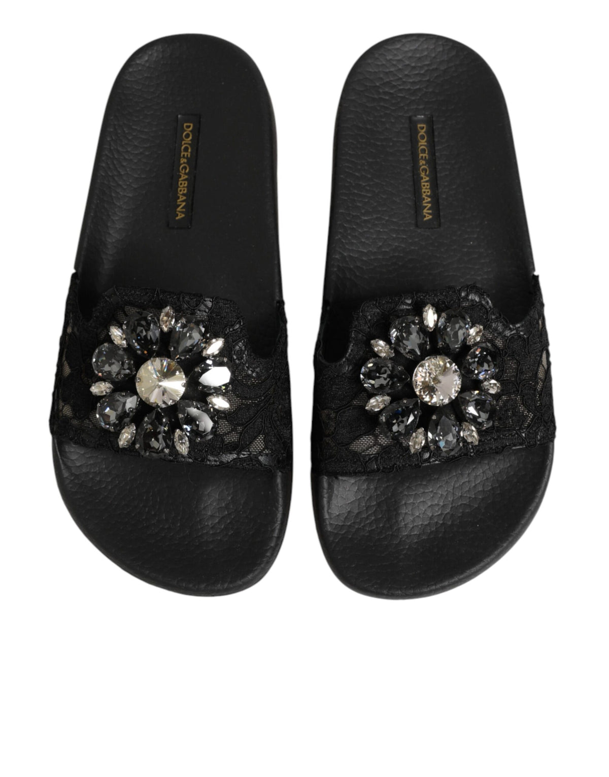 Dolce & Gabbana Black Devotion Matelassé Leather Slides
