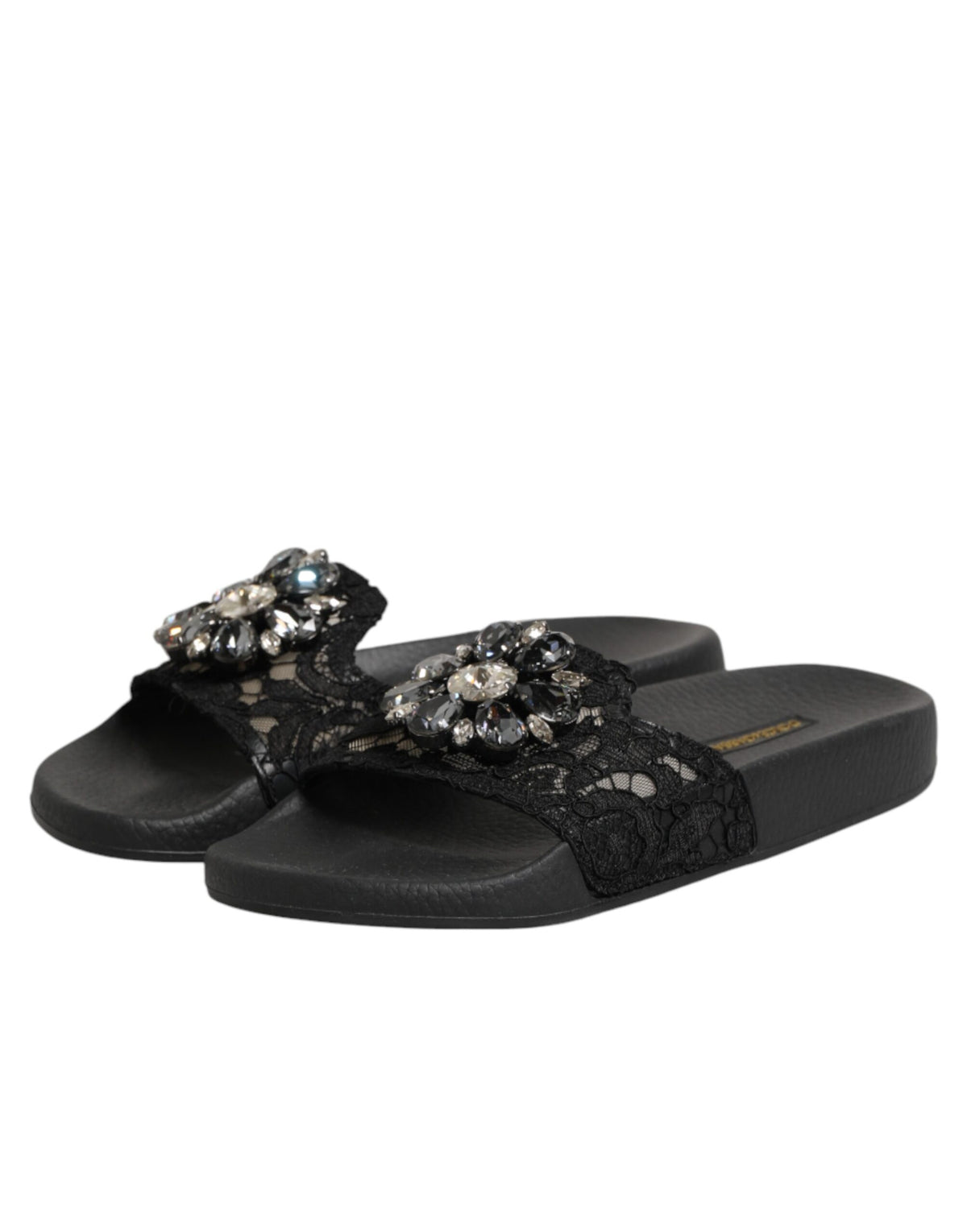 Dolce & Gabbana Black Devotion Matelassé Leather Slides