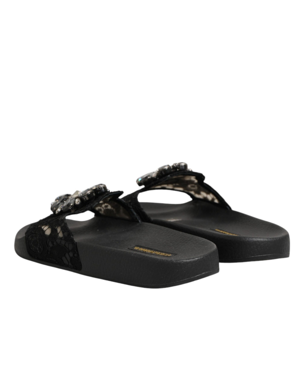 Dolce & Gabbana Black Devotion Matelassé Leather Slides