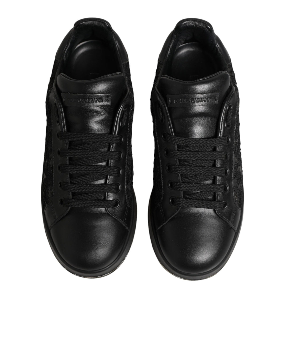 Dolce & Gabbana Black Floral Lace Low Top Sneakers