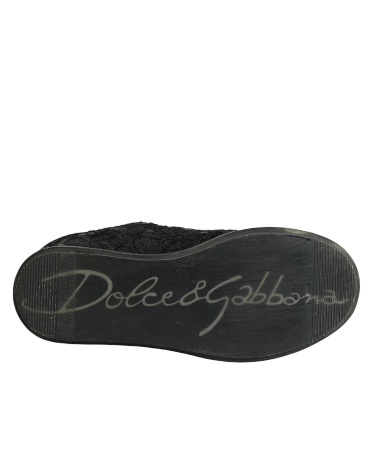 Dolce & Gabbana Black Floral Lace Low Top Sneakers