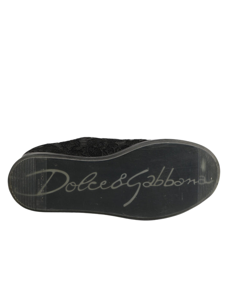 Dolce & Gabbana Black Floral Lace Low Top Sneakers