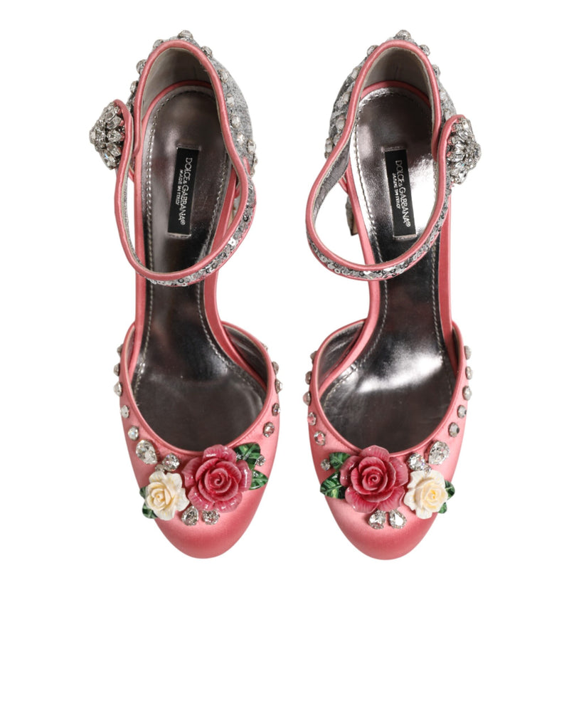 Dolce & Gabbana Pink Sequined Ankle Strap Sandals