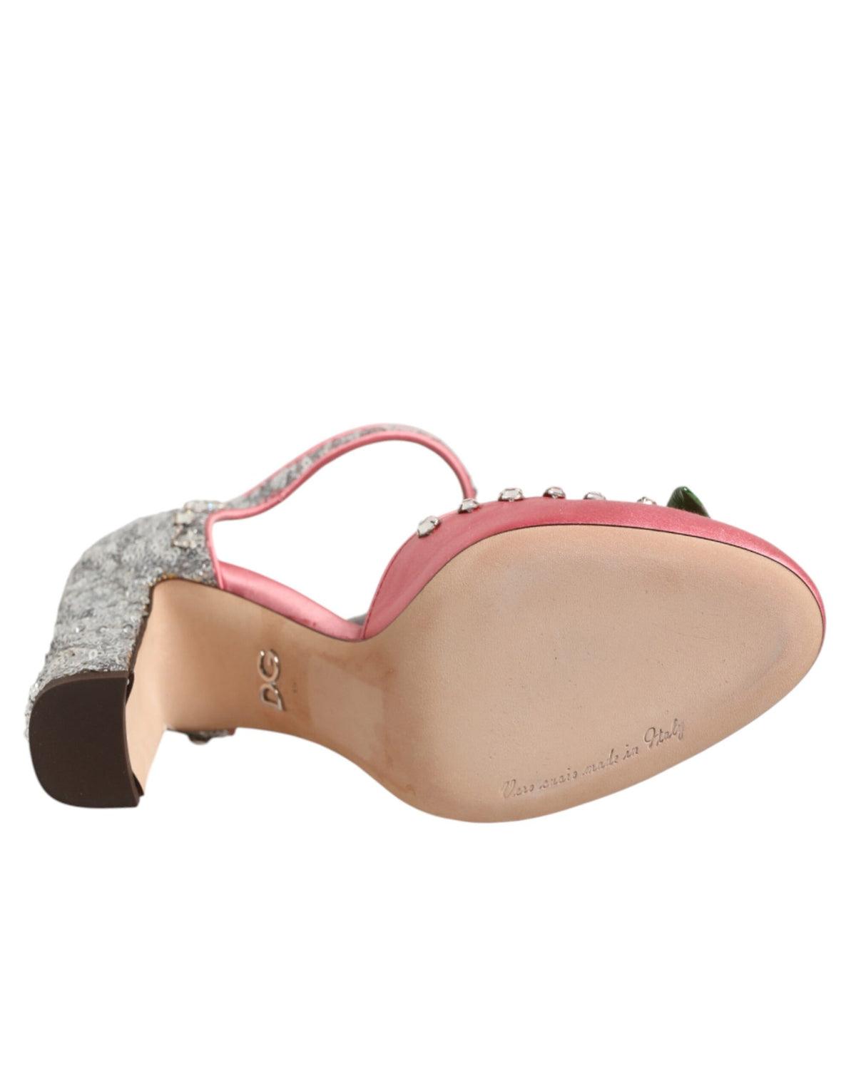 Dolce & Gabbana Pink Sequined Ankle Strap Sandals
