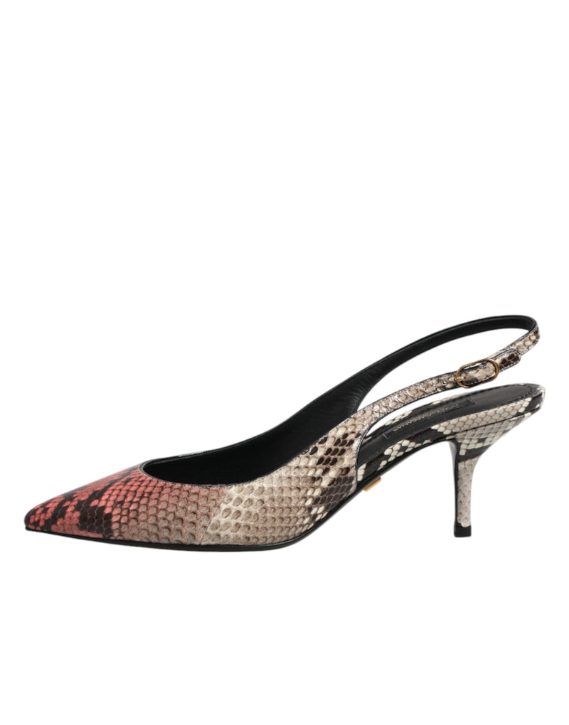 Dolce & Gabbana Multicolor Leather Slingback Heels
