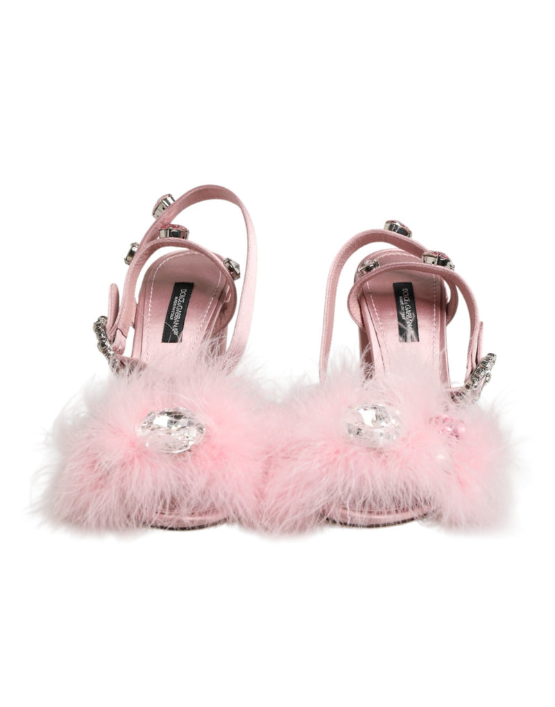 Dolce & Gabbana Sandales à Talons Ankle Strap Roses Pailletées