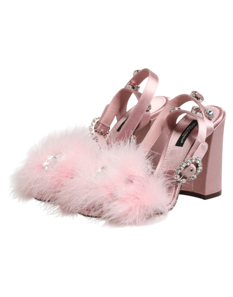 Dolce & Gabbana Sandales à Talons Ankle Strap Roses Pailletées