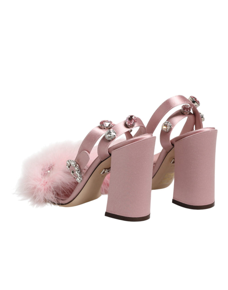 Dolce & Gabbana Sandales à Talons Ankle Strap Roses Pailletées