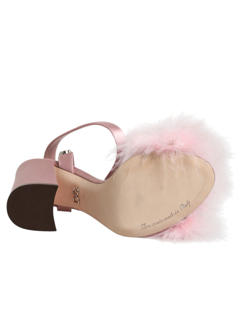 Dolce & Gabbana Sandales à Talons Ankle Strap Roses Pailletées