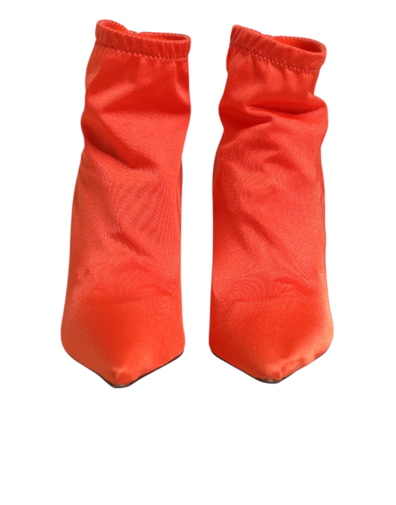 Dolce & Gabbana Orange DG Logo Heels Ankle Boots