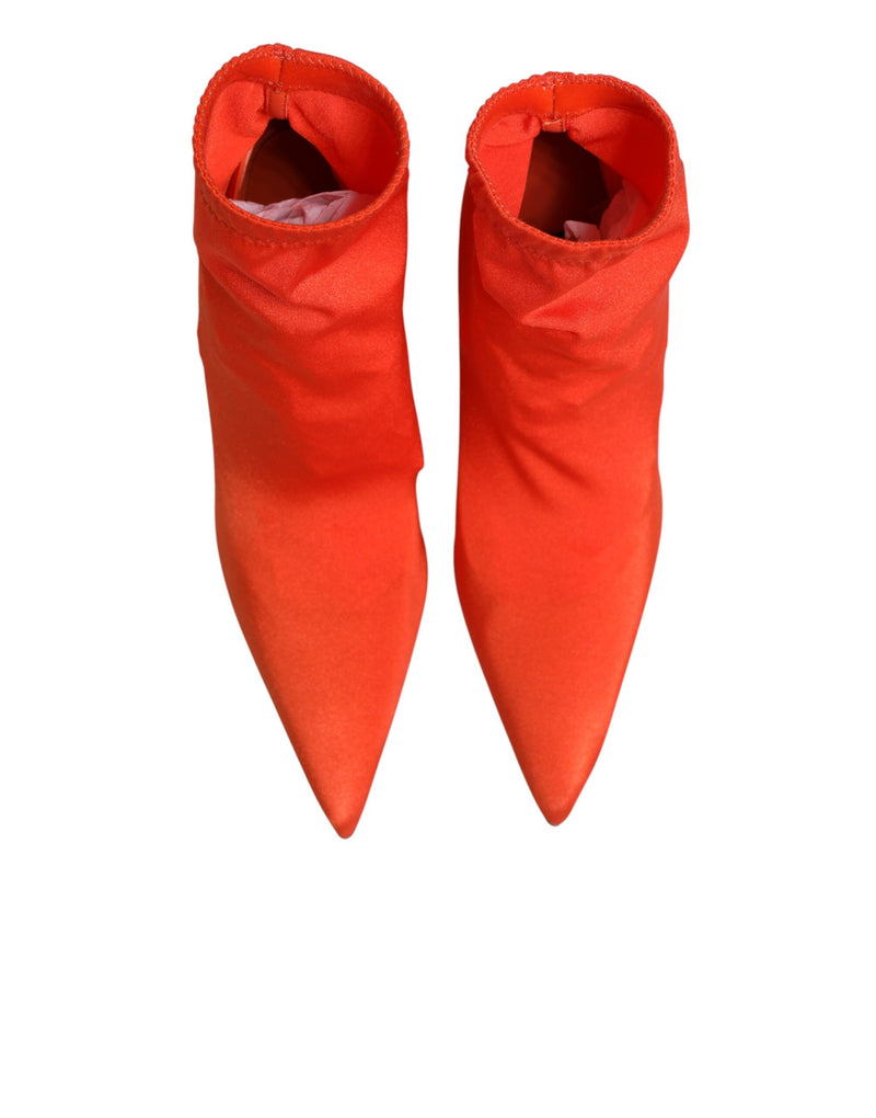 Dolce & Gabbana Orange DG Logo Heels Ankle Boots
