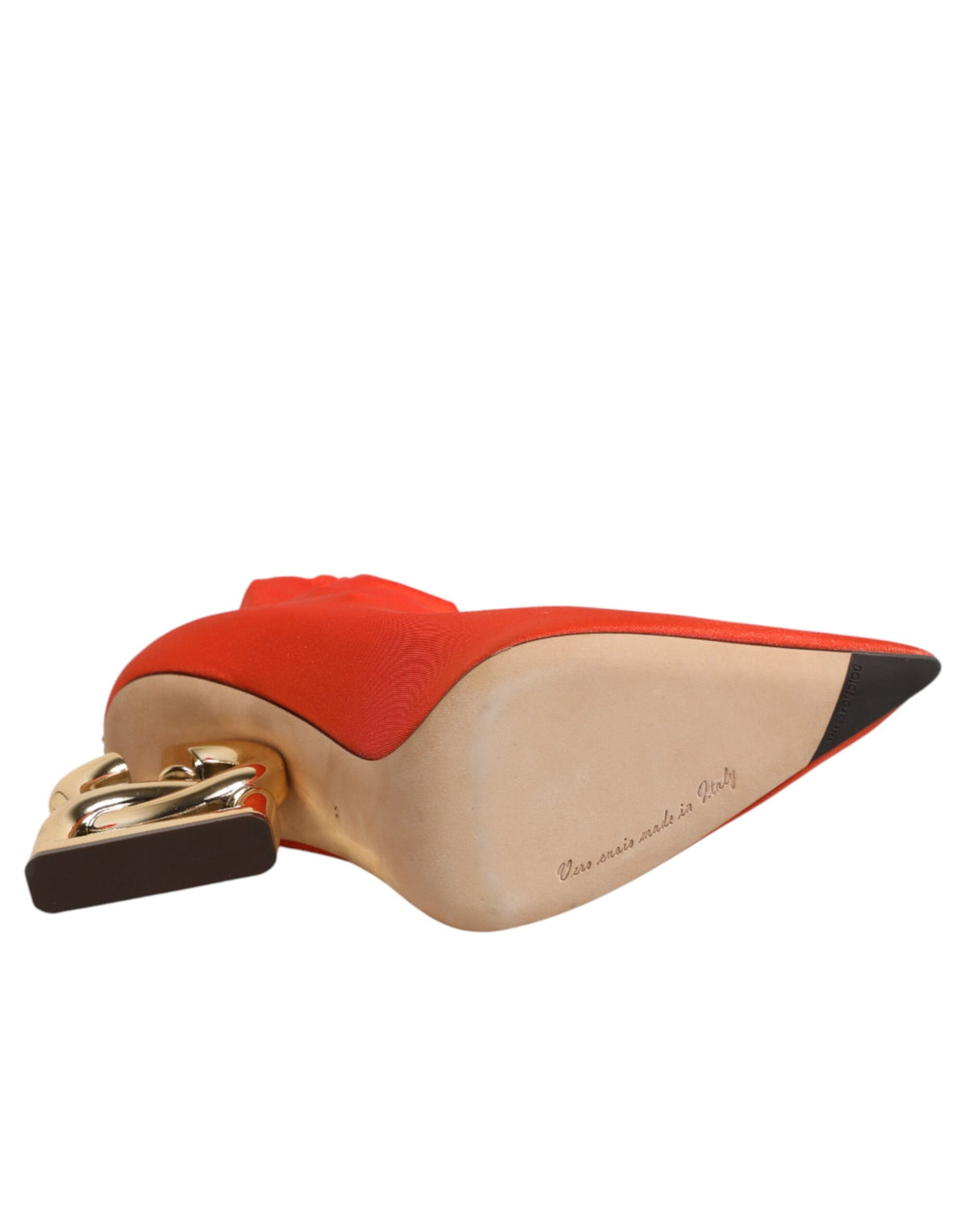 Dolce & Gabbana Orange DG Logo Heels Ankle Boots