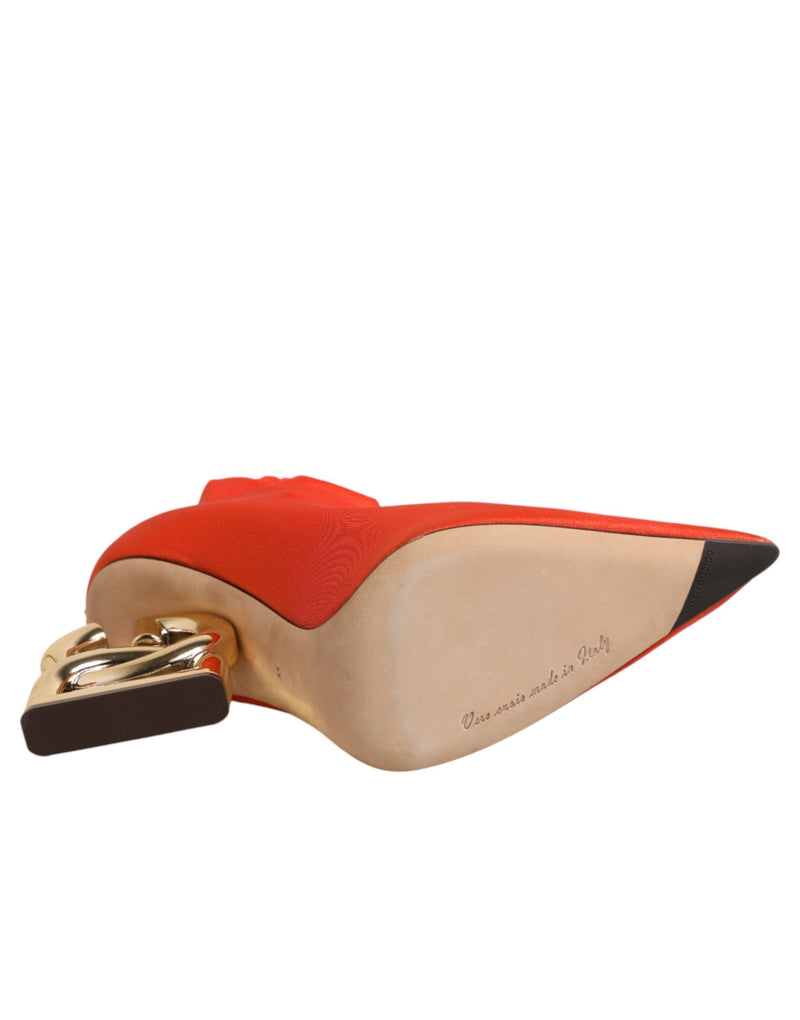 Dolce & Gabbana Orange DG Logo Heels Ankle Boots