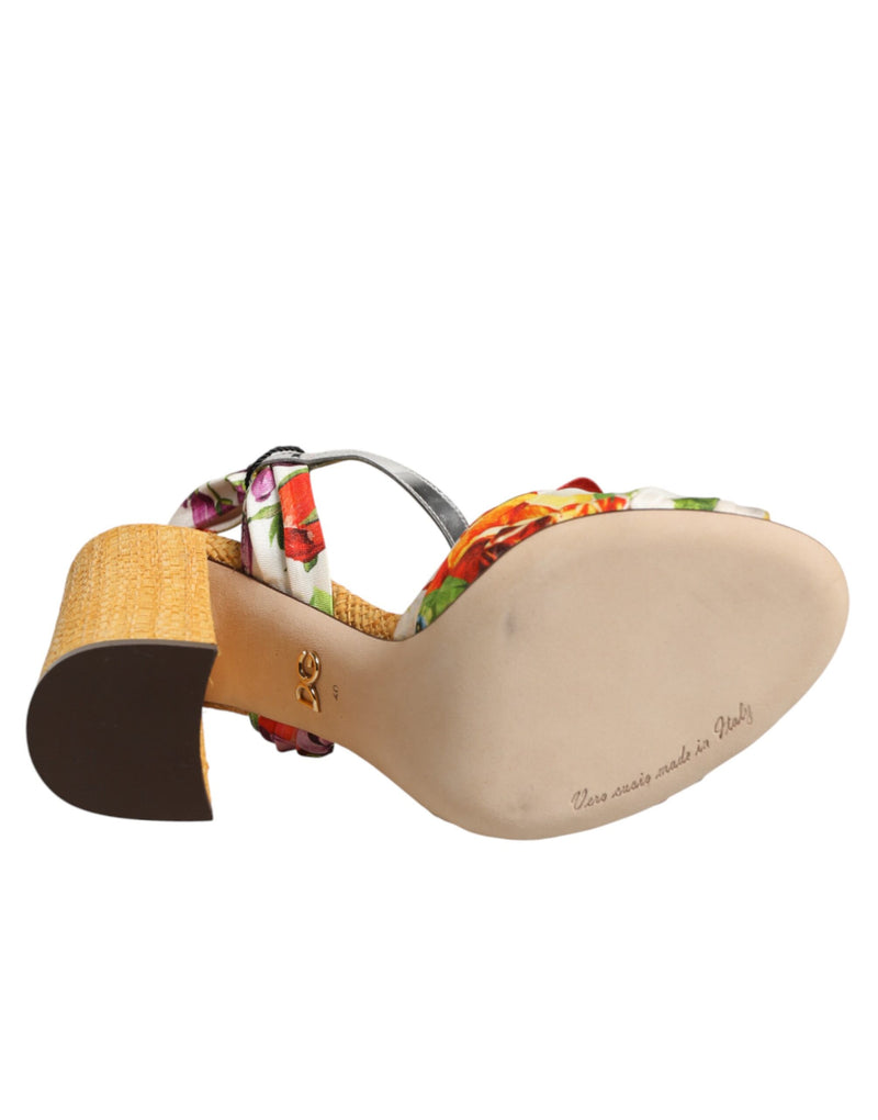 Dolce & Gabbana Multicolor Floral Crystal Embellished Sandals