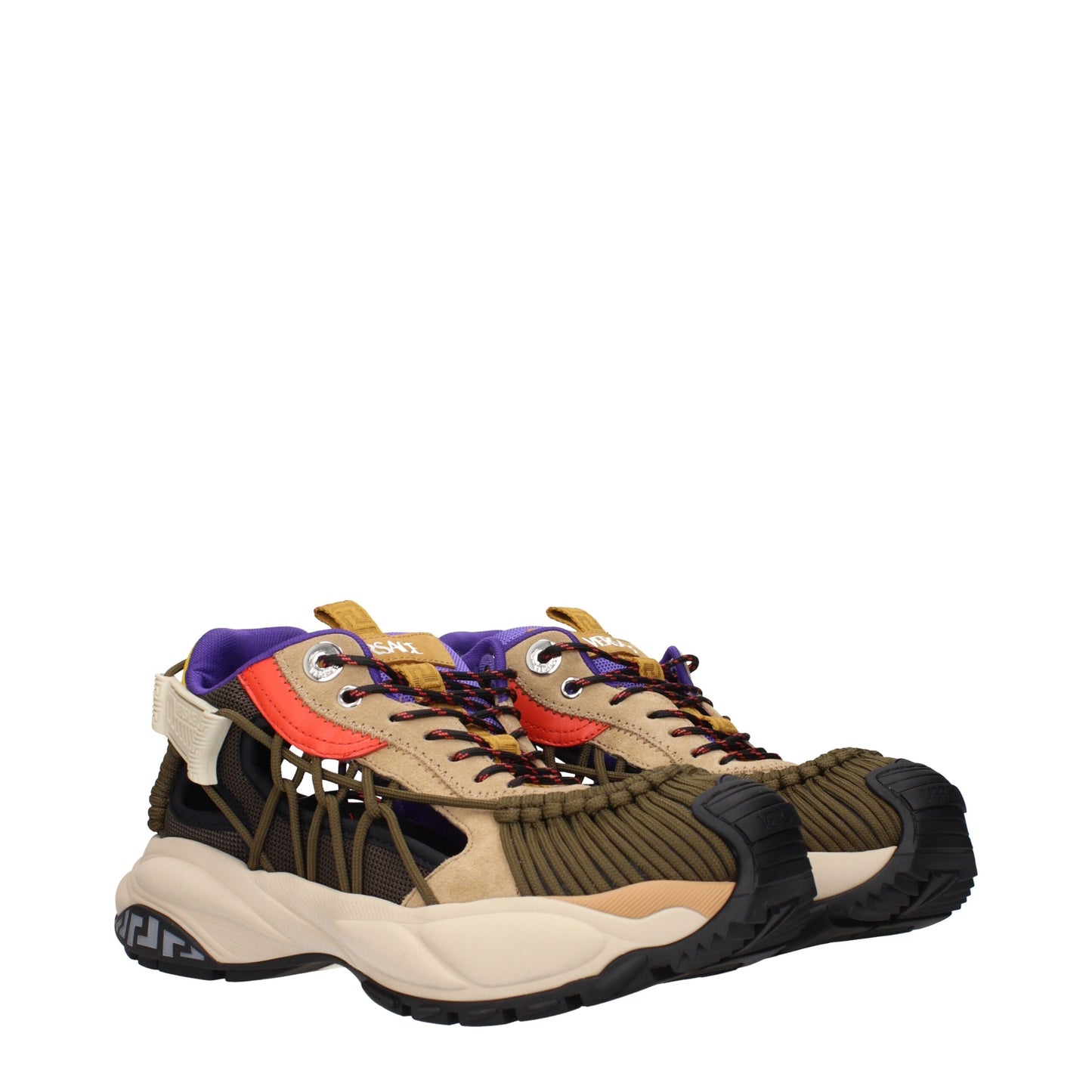 Baskets Versace en cuir beige