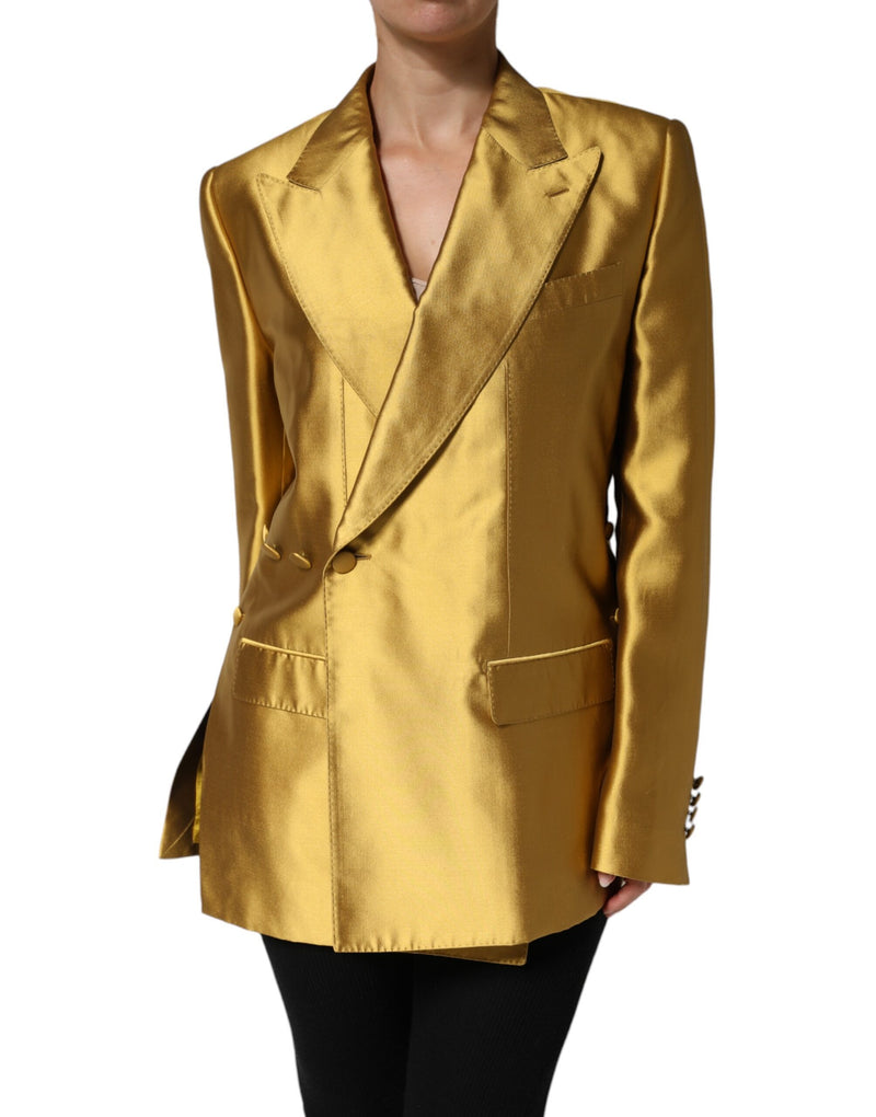 Dolce & Gabbana Blazer en Satin Doré à Manches Longues