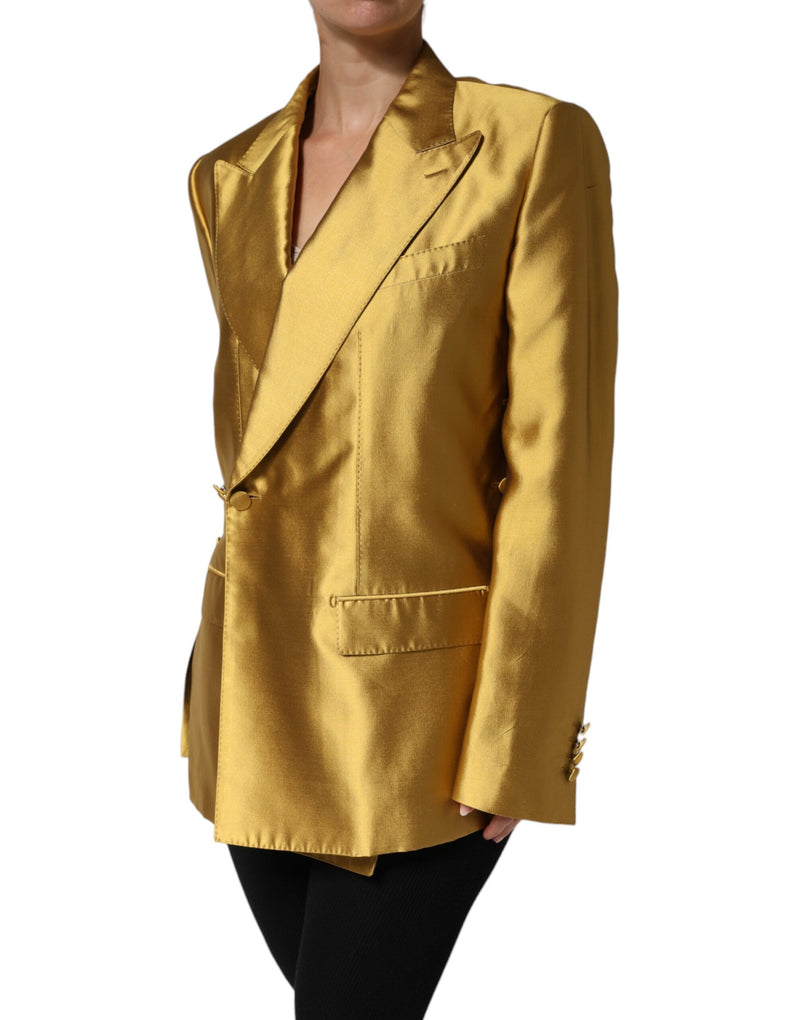 Dolce & Gabbana Blazer en Satin Doré à Manches Longues