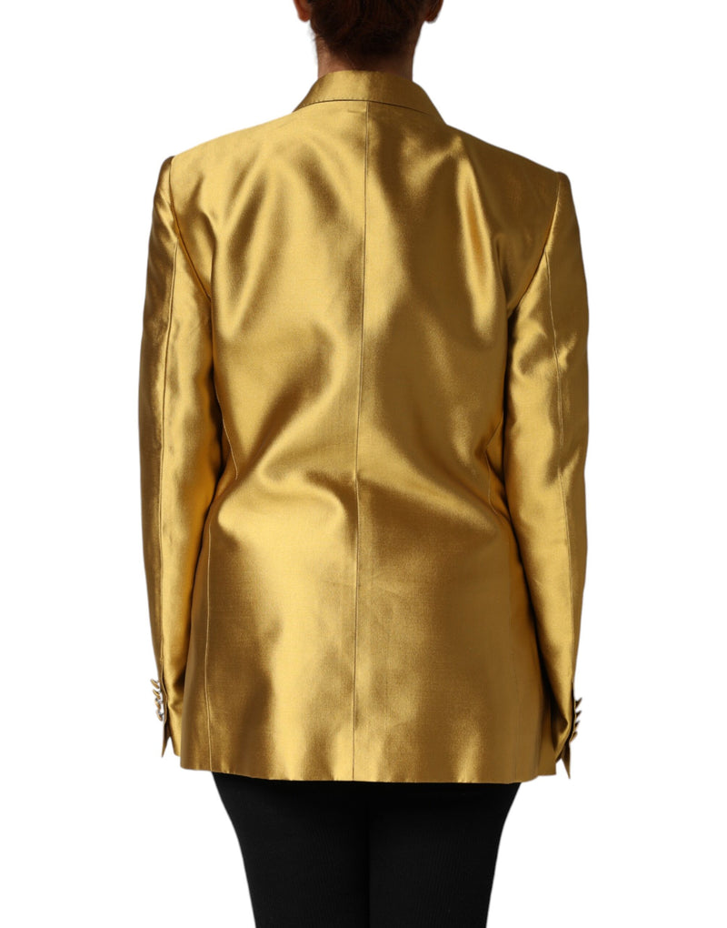 Dolce & Gabbana Blazer en Satin Doré à Manches Longues