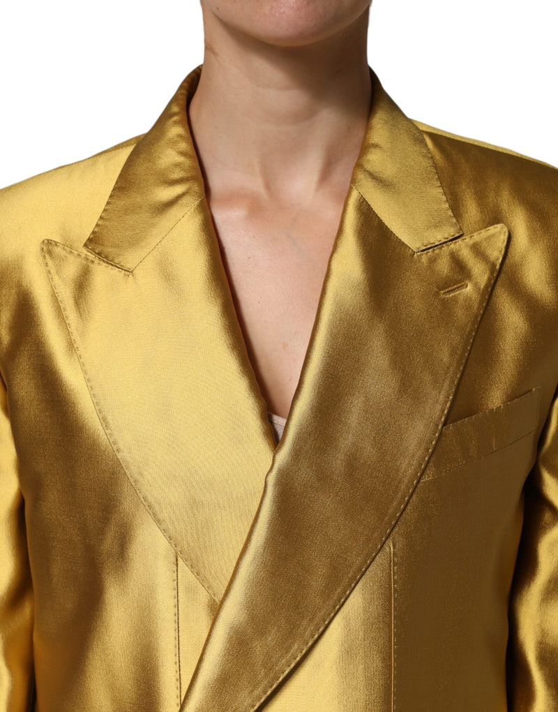 Dolce & Gabbana Blazer en Satin Doré à Manches Longues