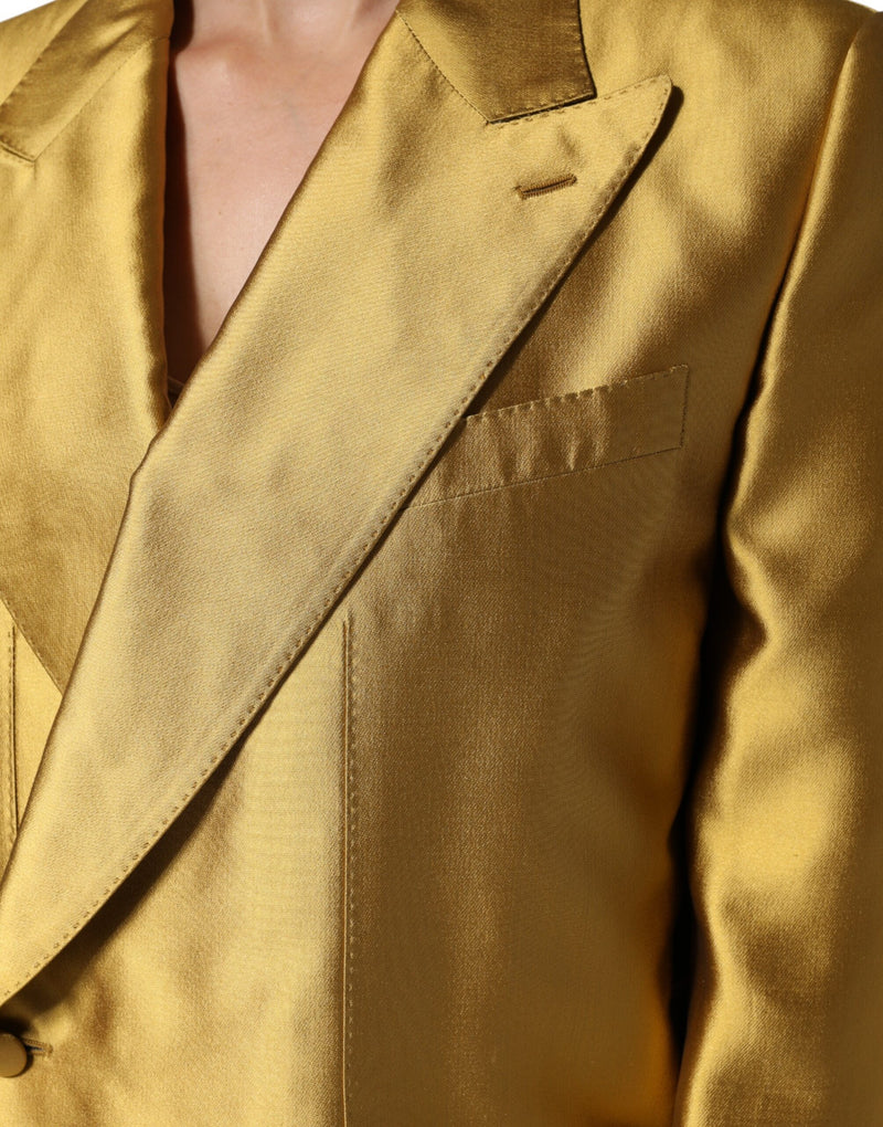 Dolce & Gabbana Blazer en Satin Doré à Manches Longues