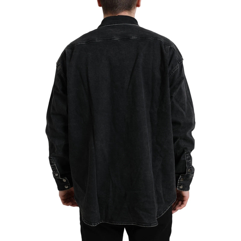 Dolce & Gabbana Chemise en Denim Noir à Manches Longues en Coton