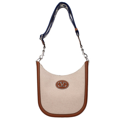 Sac bandoulière en tissu beige Valentino Garavani