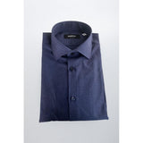 Baldinini Trend Chemise en Coton Bleue Slim Fit