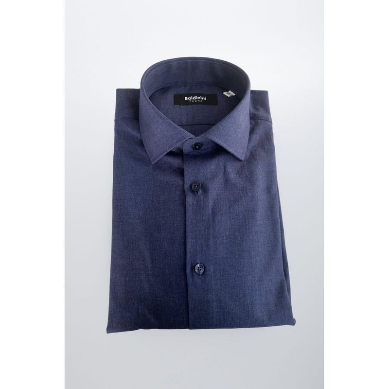 Baldinini Trend Blue Cotton Slim Fit Shirt