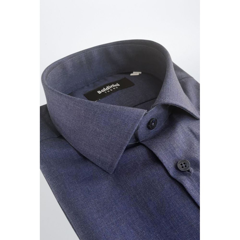 Baldinini Trend Chemise en Coton Bleue Slim Fit