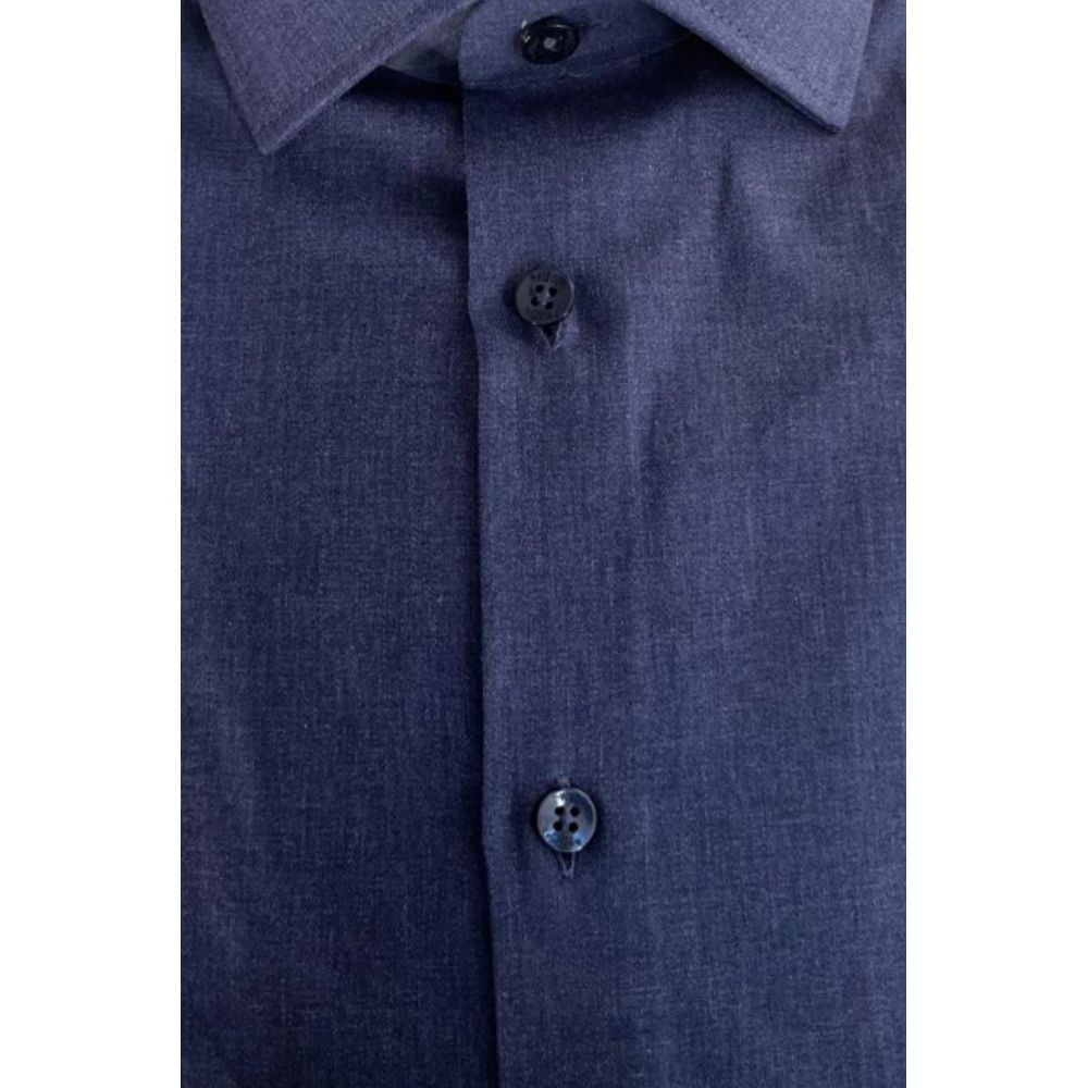 Baldinini Trend Chemise en Coton Bleue Slim Fit