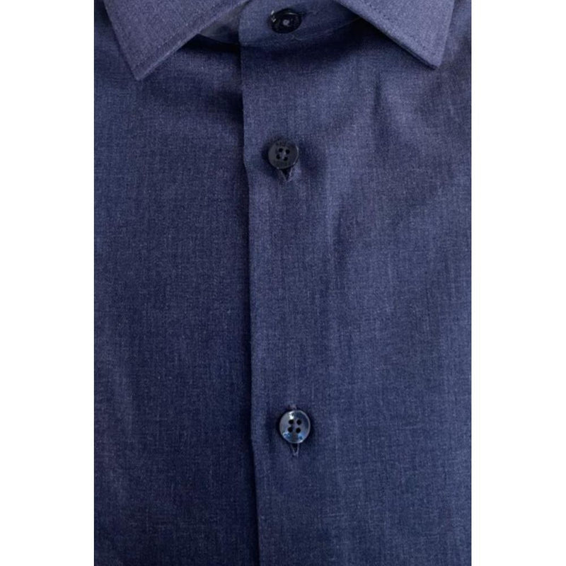 Baldinini Trend Blue Cotton Slim Fit Shirt