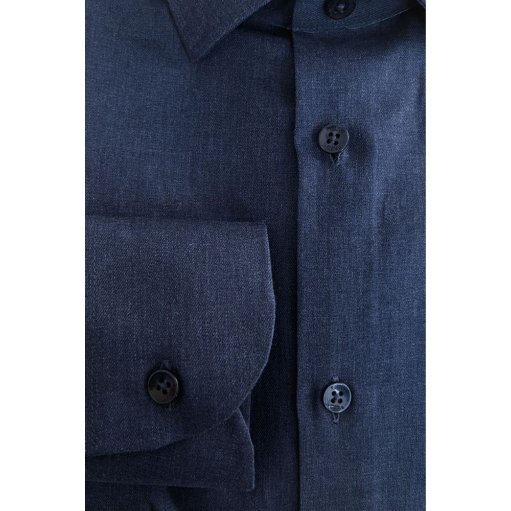 Baldinini Trend Chemise en Coton Bleue Slim Fit