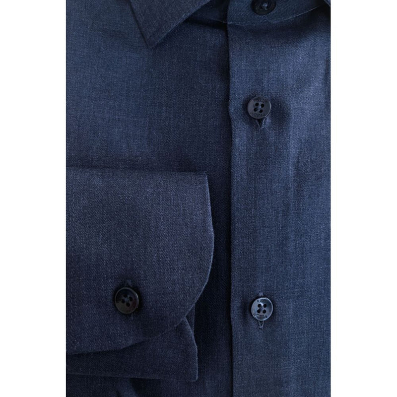 Baldinini Trend Blue Cotton Slim Fit Shirt