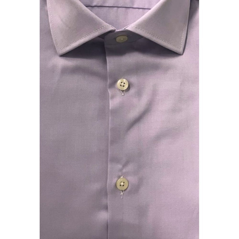 Baldinini Trend Purple Cotton Men Shirt - Luxury Fashion Statement