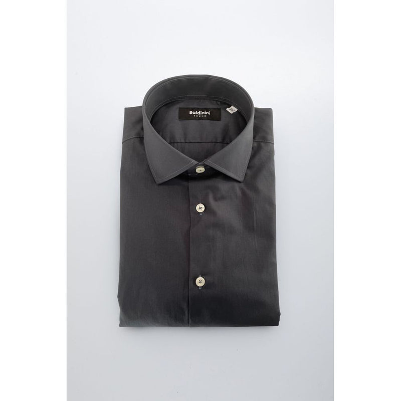 Baldinini Trend Gray Cotton Slim Fit Shirt