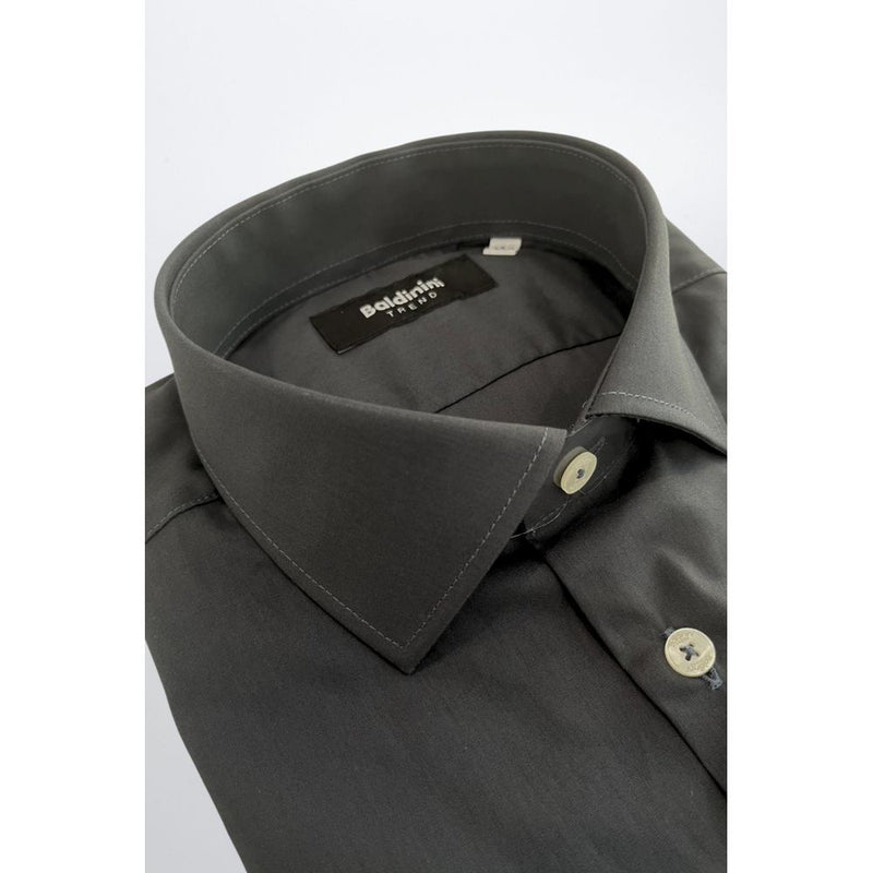 Baldinini Trend Gray Cotton Slim Fit Shirt