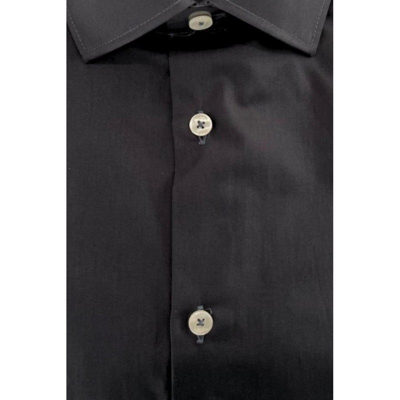 Baldinini Trend Gray Cotton Slim Fit Shirt