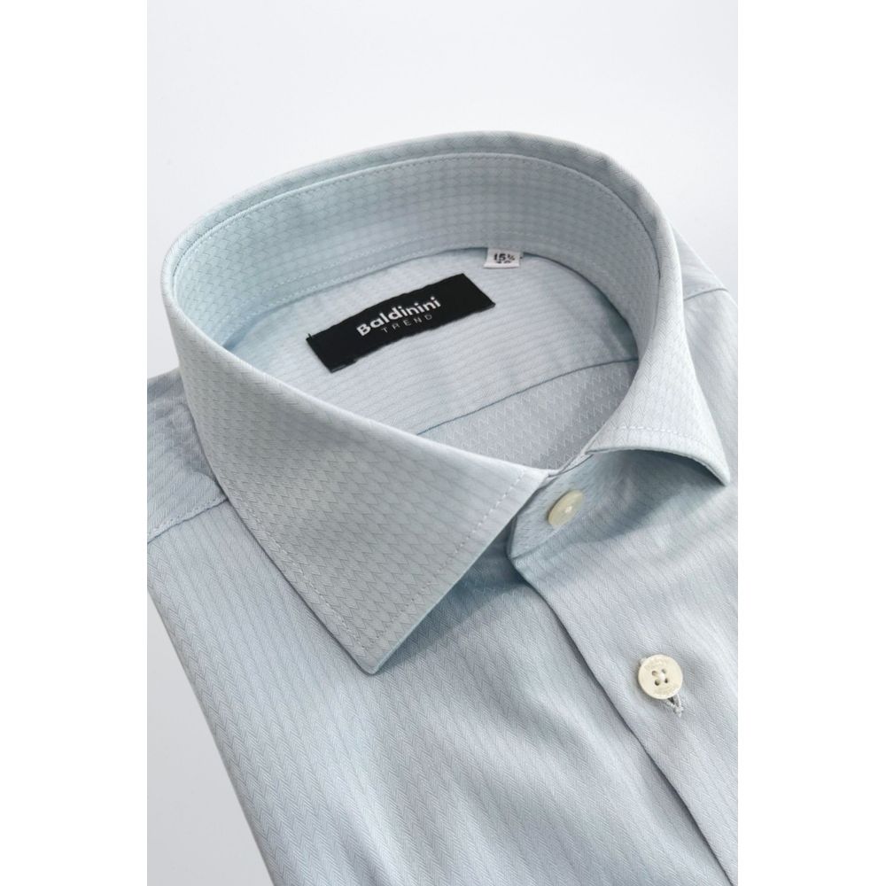Baldinini Trend Chemise en Coton Bleu Clair Slim Fit